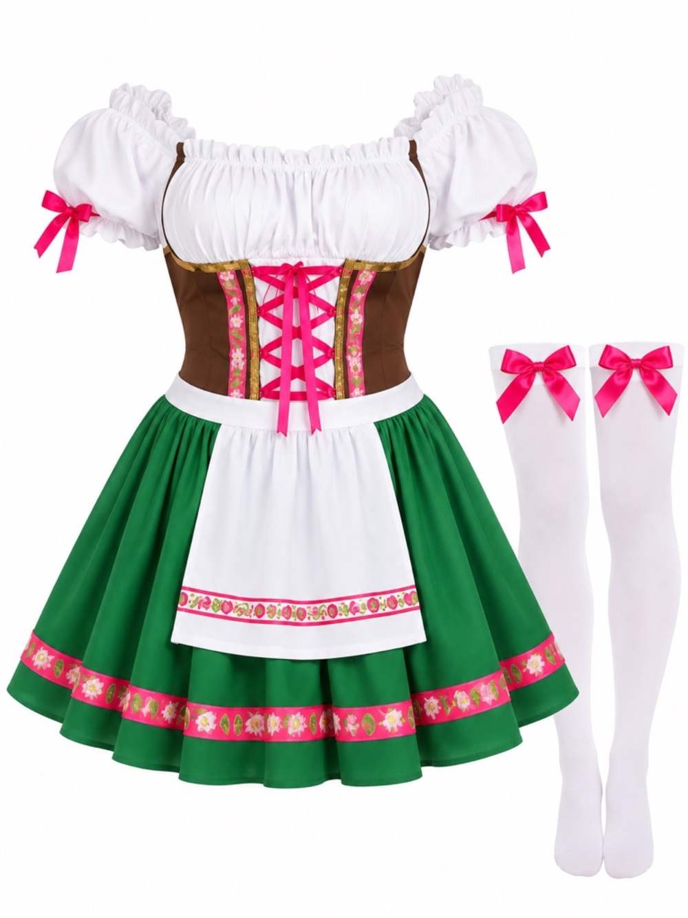 New - Women’s Oktoberfest Beer Maid Bavarian Costume Dress + Socks | Size 3XL